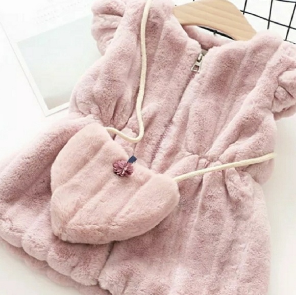 Last 2!Fur Vest With Purse Bag Outerwear Coat Girl - Picture 3 of 6